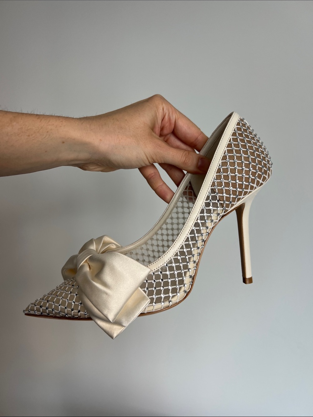 Jimmy Choo love 100 crystal embellished mesh satin bow pump pointed toe heel 38 - Picture 16 of 16